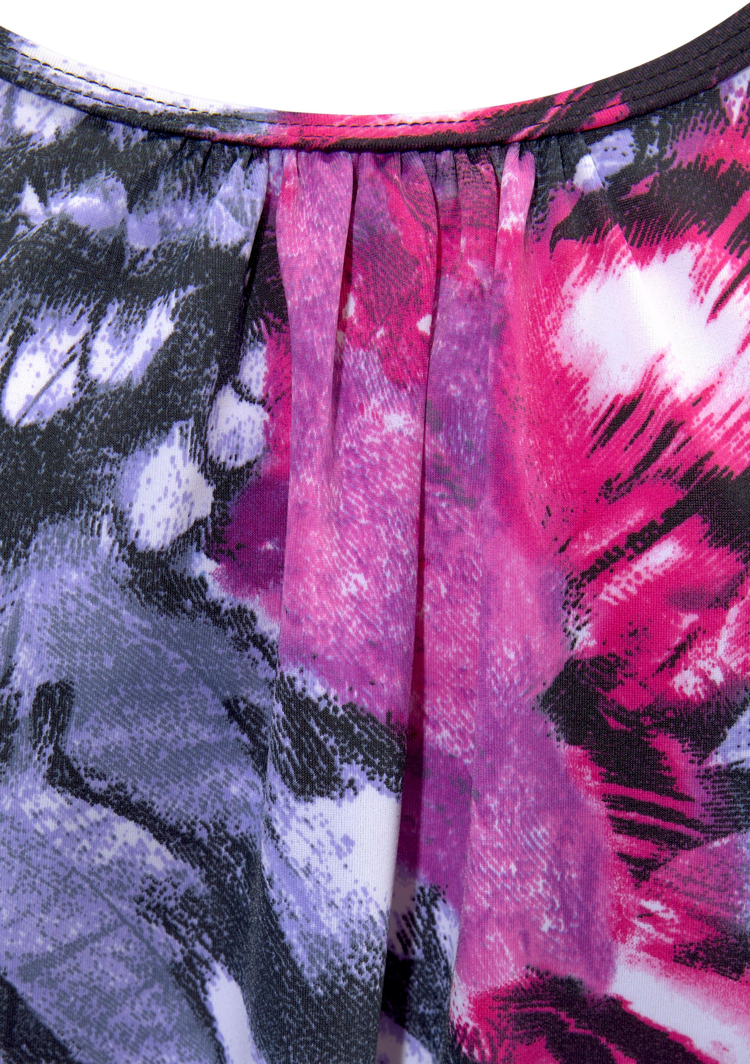Oversize-Tankini LASCANA, Damen, Gr. 46, N-Gr, bunt (schwarz, pink), Polyamid, bedruckt, Bikini-Sets Oversize-Tankini, im fantasievollen Trend-Design