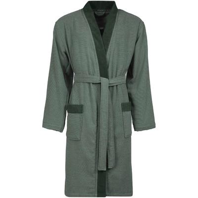 Herrenbademantel BUGATTI "Francesco, ideal für Sauna & Spa, Hotelbademantel, Morgenmantel" Gr. L, grün (sage), L:115cm, Webvelours, Hausmäntel, Kimonomantel