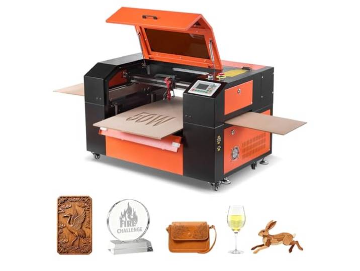 VEVOR Graveur Laser CO2 50 W Machine à Graver Laser CO2 500x300 mm\, Machine de Gravure et Découpe Passage 4 Voies\, Compatible avec LightBurn CorelDRAW\, pour Bois Acrylique Cuir\, avec Assistance d'Air