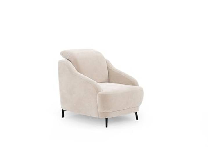 CAVADORE Sessel Blue/Polstersessel im modernen Design inklusiv Kopfteilverstellung und mattschwarzen Metallfüßen / 87 x 93 x 104 / Mikrofaser, Beige