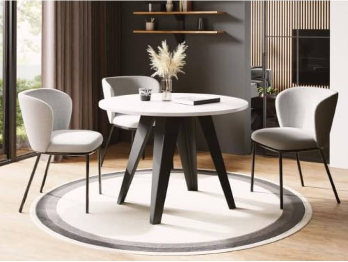 WFL GROUP Esstisch Glory im Industriestil - Modern, Rund - Ausziehbar von 90 cm bis 130 cm, mit Pulverbeschichteten Metallbeinen, Tisch für Kleine Küche - Weiß