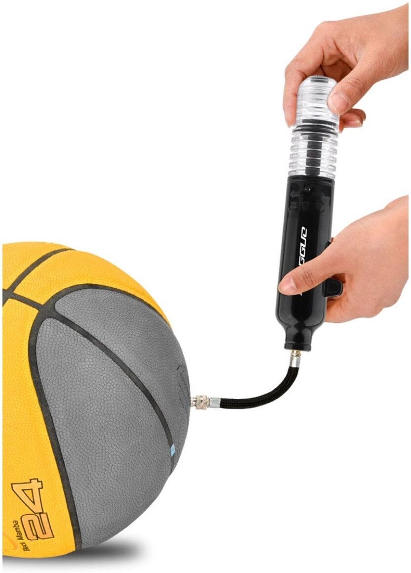 INF Mini-Handluftpumpe für Bälle und aufblasbare Produkte mit Nadel und flexiblem Schlauch Rot
