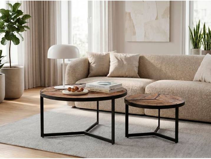 2-Satztisch Oxford Schwarz Holz Beistelltisch