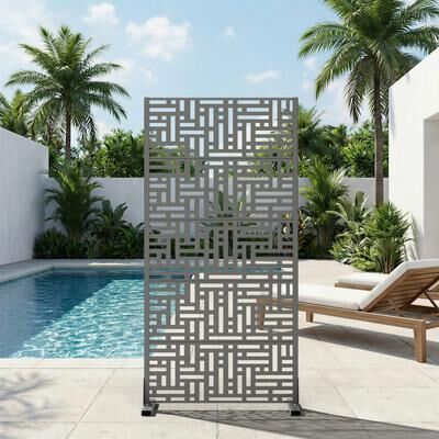 Dovelina 6 ft. H x 4 ft. Metal Privacy Screen Free Standing