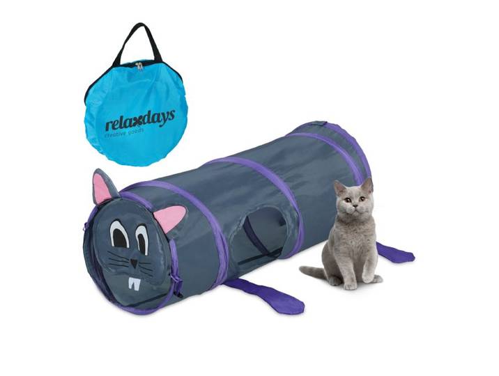Relaxdays Pop-Up Katzentunnel mit Mausdesign