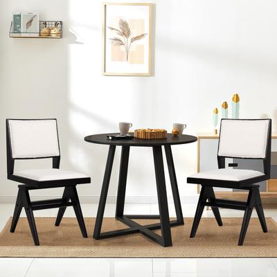 Lirago Swivel Wooden Dining Chair Set of 2 with Rubber Wood Frame and Padded Seat