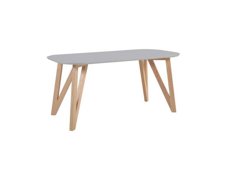 Mid.you Esstisch, Grau, Natur, Holz, Eiche, massiv, oval, Haarnadel, 80x76x120 cm, Esszimmer, Tische, Esstische, Esstische oval
