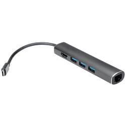 VALUE USB-C Dockingstation, HDMI 4K, 3x USB Typ A, Gigabit Ethernet, grau 12.99.1043