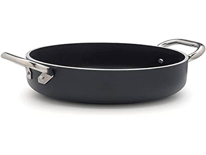 Töpfe Agnelli Alblack Bratentopf, Aluminium, Dicke 5 mm, 10 mm Induktions Fund, schwarz, 28 cm