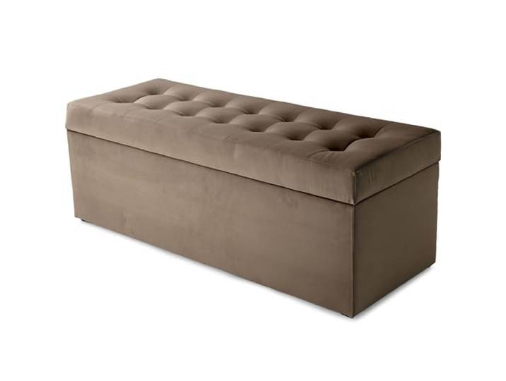 MG Design Polsterhocker 45 x 120 cm Braun mit großem Stauraum (ca. 140 L), bis 300 kg belastbar, weich mit dezentem Schimmer, pflegeleicht – Wohnbereich, Schlafraum & Flur