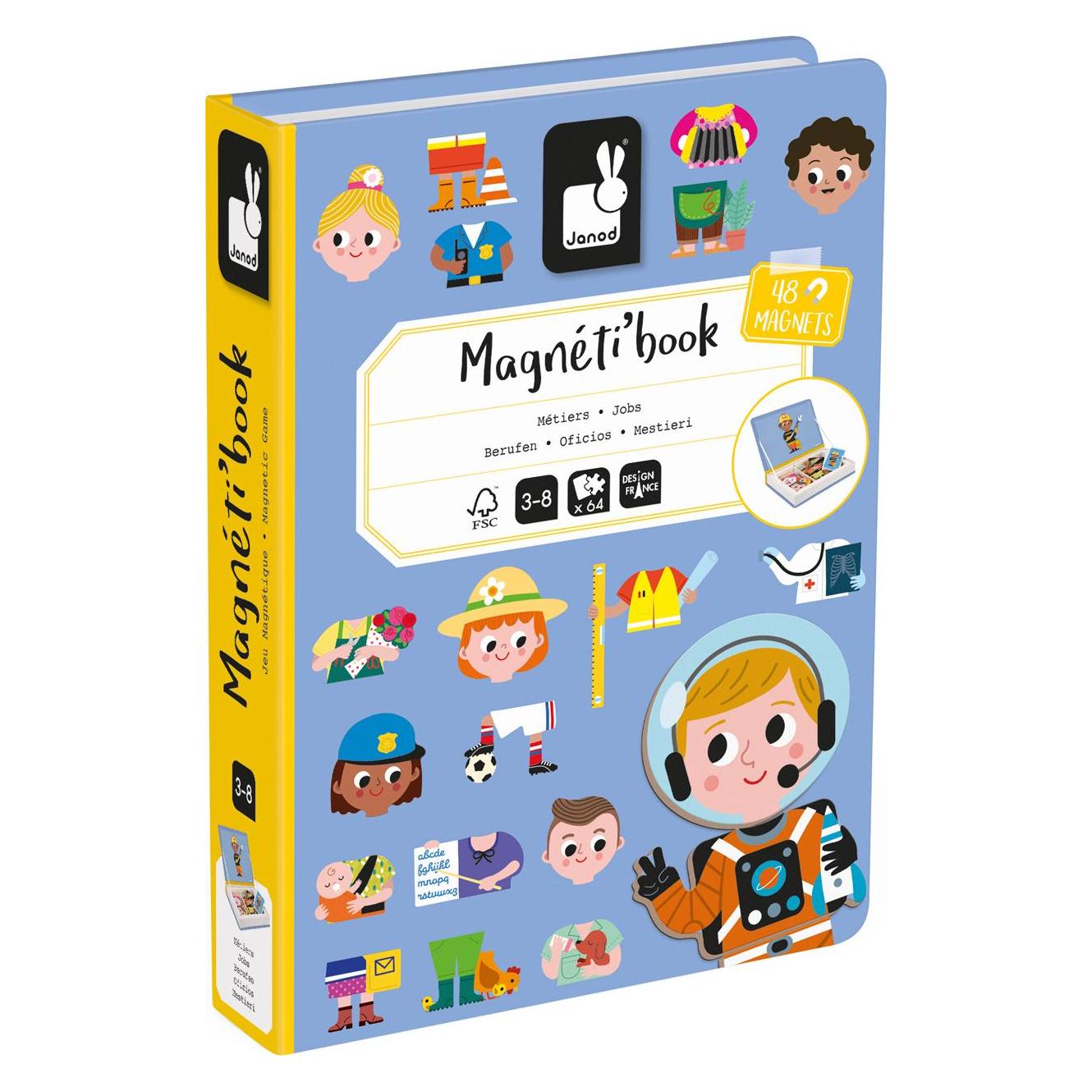 Janod Magnetbuch Berufe (Deutsch, Englisch, Französisch, Italienisch, 3 - 6 Jahre) (J02597)
