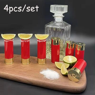 Inspired Living Bold Shell Shotgun Glass Set 4 Piece 12 Gauge Plastic Shot Glasses Bold Shell Shotgun Glass Set 4 Piece 12 Gauge Plastic Shot Glasses