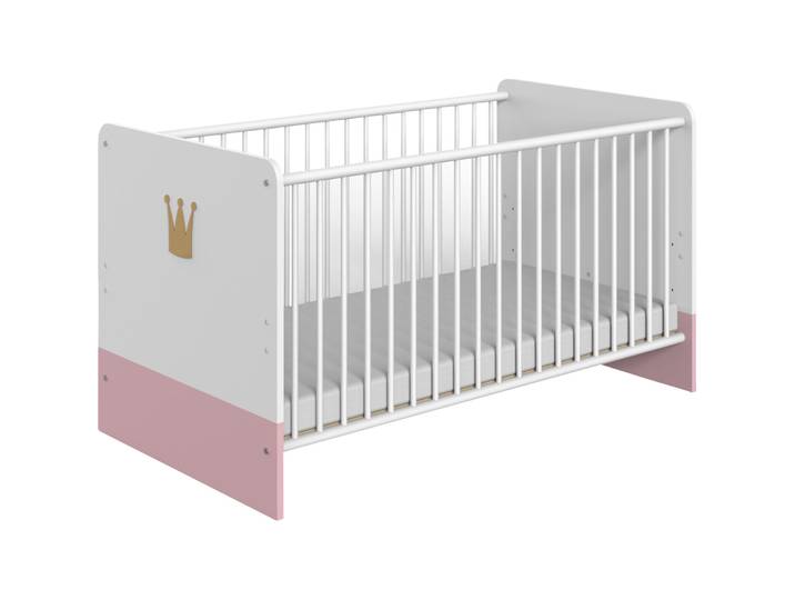 Babybett Cindra weiss/rosé Holzwerkstoff 70 x 140 cm - Babybett