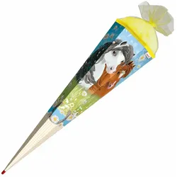 Roth Schultüte Blumenpferde eckig Schutzspitze Tüllverschluss 85cm