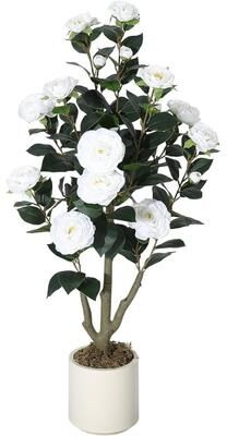 YUN 3 ft Artificial Camellia Tree in Pot
