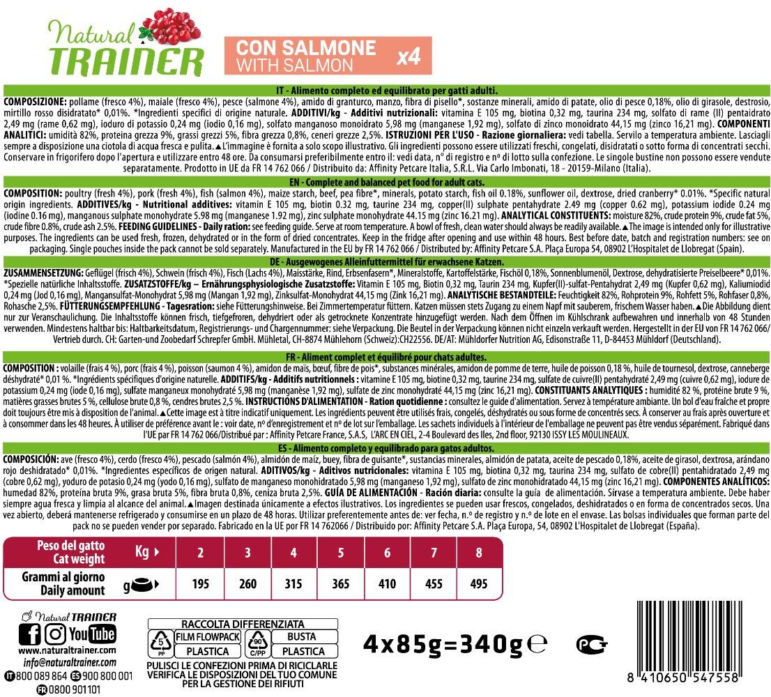 Natural Trainer Cat Busta Multipack 4x85G SALMONE