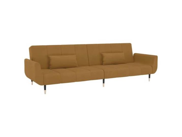 Makastle SchlafSofa Couch 2 Sitzer mit 2 Kissen Braun Samt