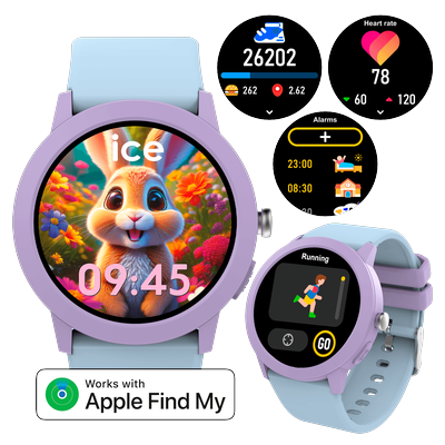 Smartwatch ICE-WATCH, lila (blau, lila, blau), Smartwatches, Kinder, Smartwatch, Armbanduhr, Kinderuhr, Silikonarmband, Bluetooth, digital