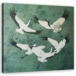 WANDBILD vögel tiere grün