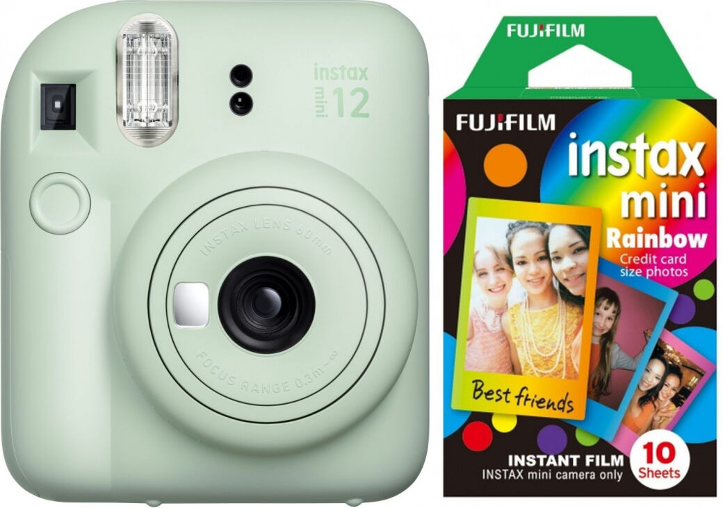 Fujifilm Instax Mini 12 mint green + Rainbow film