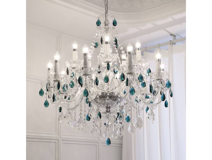 Lustre en cristal vert français, luminaire suspendu en verre romantique de luxe E14, décoration artistique pour salon, lampe Led pour chambre à coucher
