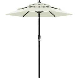 Helloshop26 - Dreistufiger Sonnenschirm mit 2 m Aluminiumstange sandfarben 02_0008761