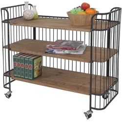 Rollwagen MCW-A43, Rollregal Servierwagen, Tanne Holz massiv Vintage 84x98x36cm