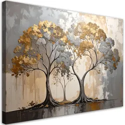 LEINWANDBILDER, Grunge Bäume Ansicht beige gold
