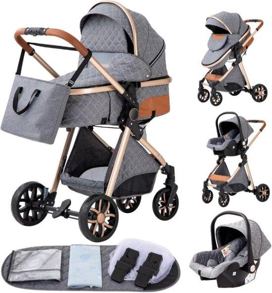 3-in-1 Baby-Kutsche Kombinationsset Blau Kompaktes Klapp-in-Hochsitz