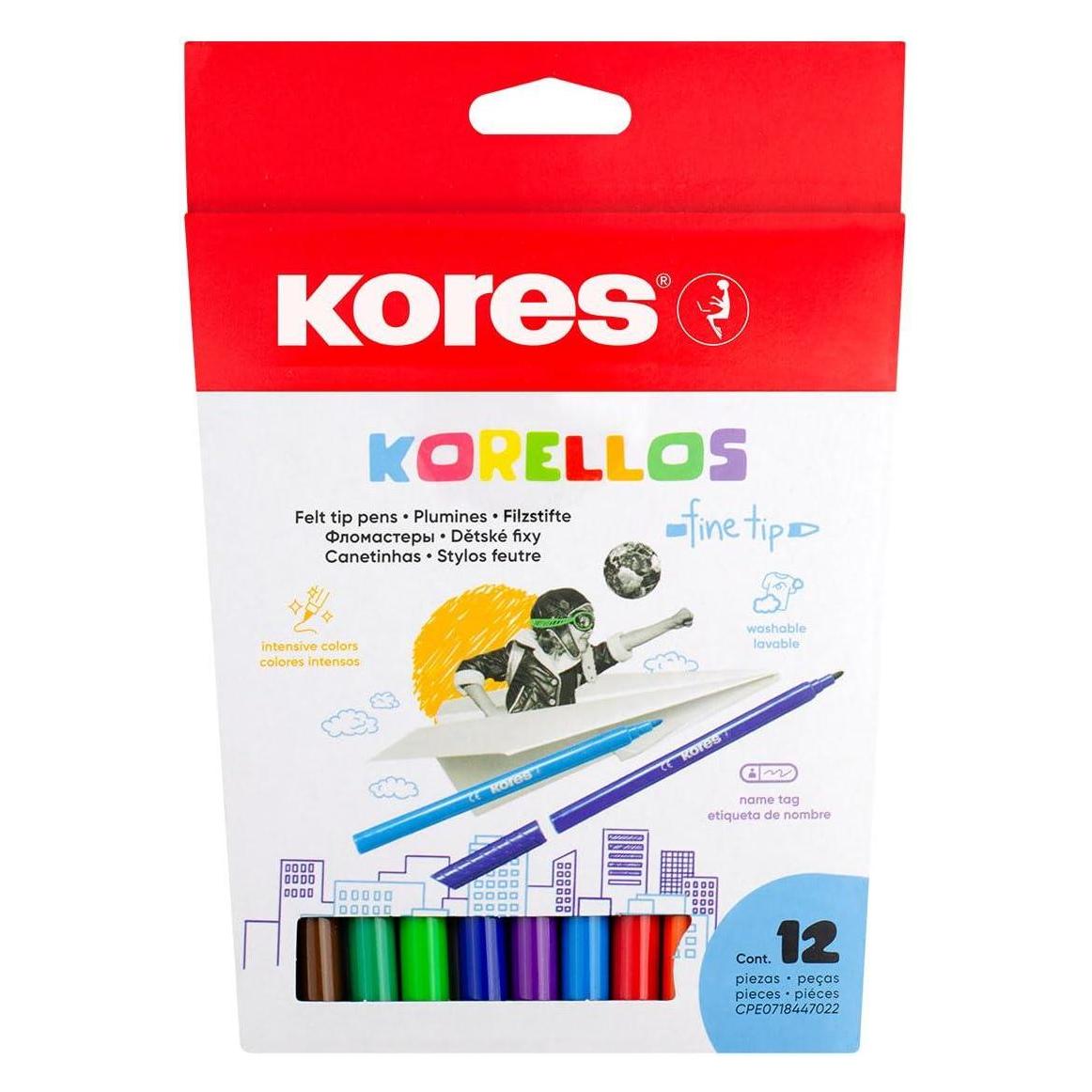 Kores Korello Filzstifte spitz 12 Farben, auswaschbar (12) (12x) (FS29013)