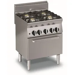 KBS Gastrotechnik Gas-Herd mit 4 Brennern und Elektro Umluftbackofen
