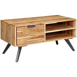 FineBuy Couchtisch 95x45 cm Akazie Wohnzimmertisch Holz Tisch Sofatisch Massiv