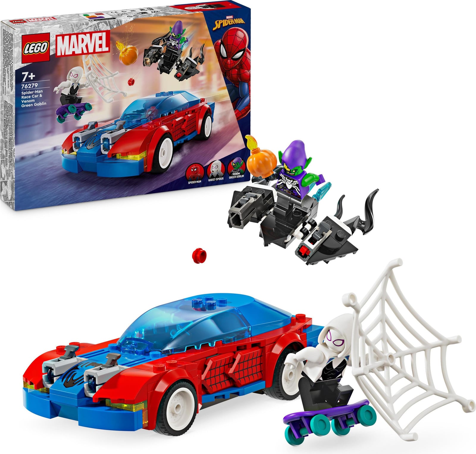 Lego Spider-Man raceauto met Venom en de Groene Goblin