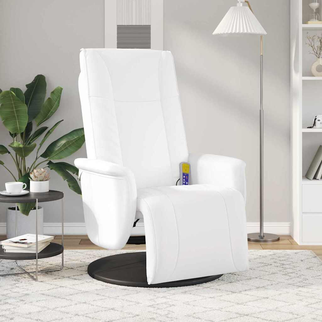 Brayden Studio Swivel Massage Recliner Chair Faux Leather 360° Function Relaxation White Faux Leather 105cm H X 71cm W X 90cm D