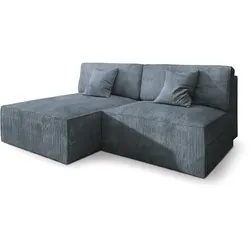 ECKSOFA FIORO P Grau Kordstoff mit Schlaffunktion