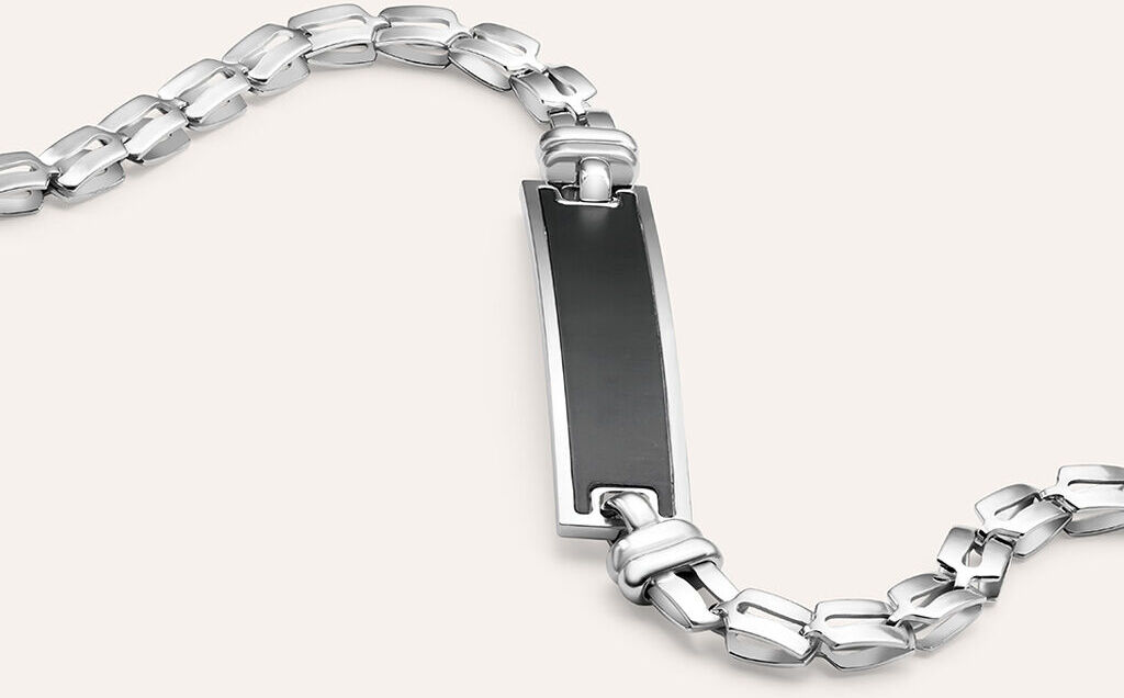 Stroili Bracciale Con Targhetta Gentleman Argento Rodiato Collezione: Gentleman Bianco