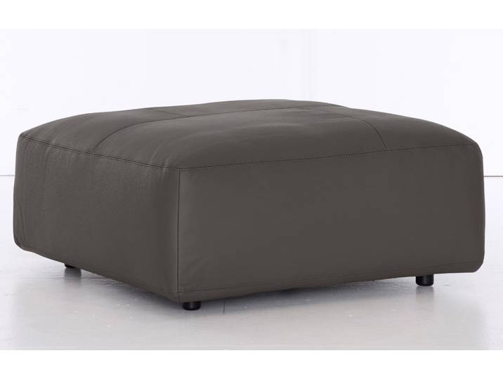 Hocker, Flachgewebe & Leder, Grau, 100×43×100 cm, Landhausstil, Musterring