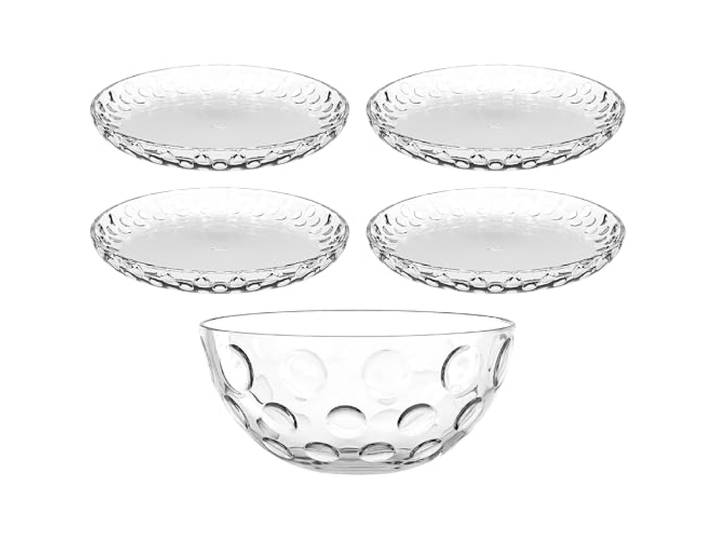 LEONARDO HOME CUCINA OPTIC Schalenset 5 tlg. Set Strukturierte Schale mit passenden Tellern Für jedes Event Klare Formensprache Stapelbar Robust Vielseitig einsetzbar klar 066356