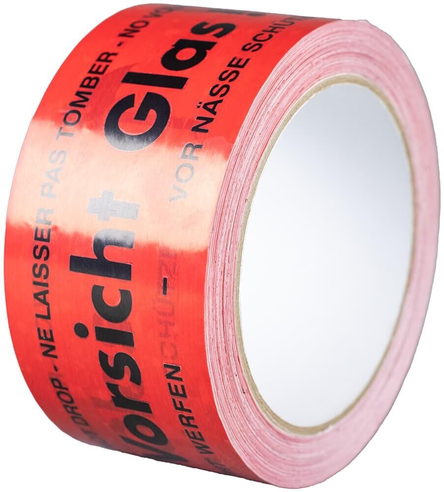 aXpel Warnklebeband aus PVC, bedruckt 50mm x 66m Vorsicht Glas/nicht werfen