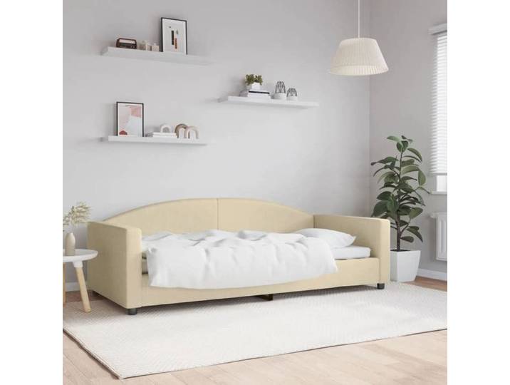 WIENS Lit de repos - Contemporain design - crème 90x200 cm tissu - sans matelas &BONNE517953