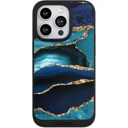 Nivocase Handyhülle für Apple iPhone 14 Pro Hülle NIVOpure Case Schwarz Glitzer Look Marmor Trends (Apple iPhone 14 Pro), Smartphone Hülle, Schwarz