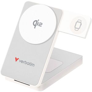 Verbatim Powerbank Charge & Go Qi2, 10000mAh, USB-C, MagSafe, Qi2, weiß, Ladeleistung 30 Watt