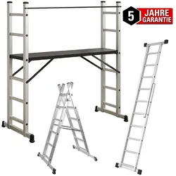 Walter Aluminium Leitergerüst 3in1 2x6 Stufen Podest Nutzlast 150kg