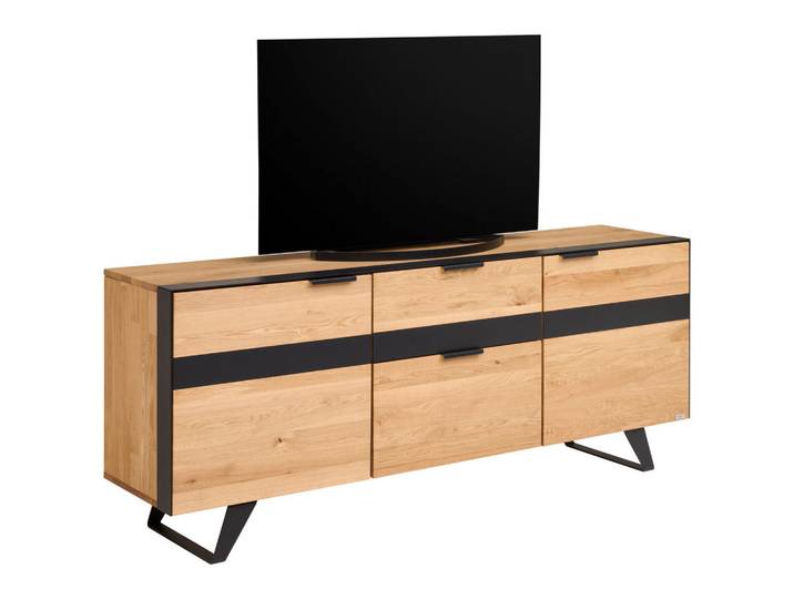 Landscape Lowboard, Metall, Wildeiche, massiv, 2 Fächer, 2 Schublade(n) Schubladen, 181x62x42 cm, Holzmöbel, Kleinmöbel Holz, Holzkommoden, Lowboards Holz