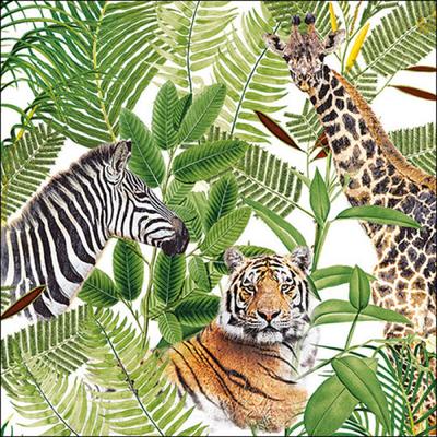 Ambiente 20 Servietten Papier 33x33cm 3-lagig - hochwertige Einweg Papierservietten Tiermotiv exotisch Partyservietten Dschungel Tiere Tischdeko Safari Urwald