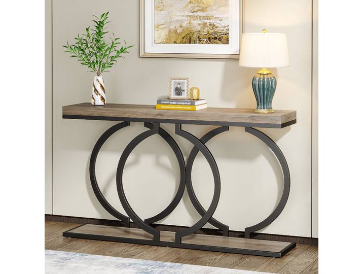 Table console Tribesigns Gold, table d'entrée en faux marbre de 55 pouces, table de canapé étroite et longue, table d'appoint moderne, table d'entrée
