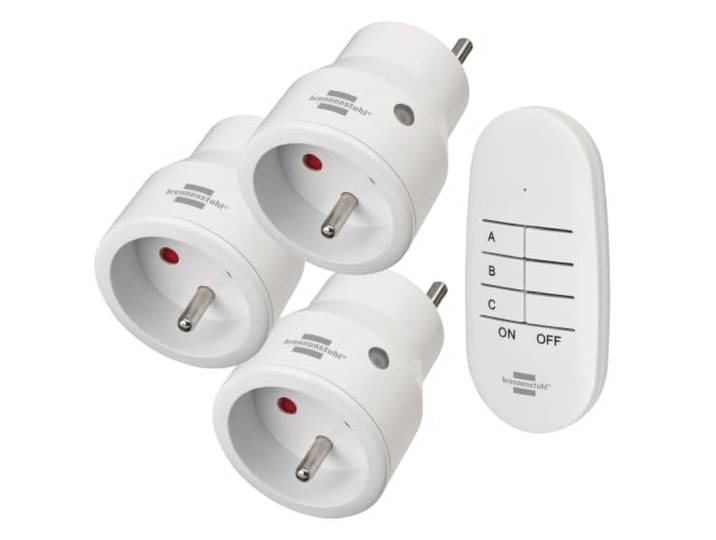 Brennenstuhl 3 stuks mini-stopcontacten, programmeerbaar, met afstandsbediening, Comfort-Line, wit (gebruik binnenshuis, met afstandsbediening) 1507071
