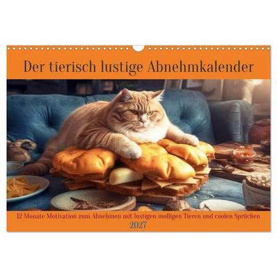 Der tierisch lustige Abnehmkalender (Wandkalender 2027 DIN A3 quer), CALVENDO Monatskalender