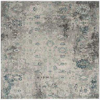 Porch & Den Hogan Distressed Ivory / Blue Geometric Area Rug