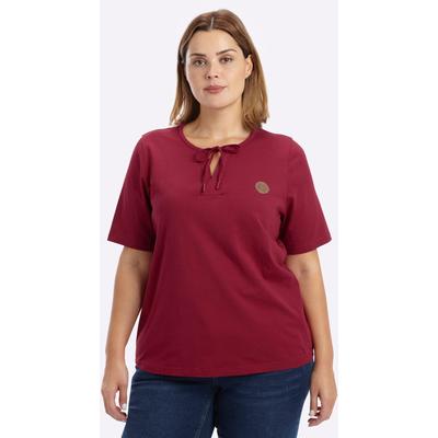 T-Shirt SHEEGO "Halbarmshirt", Damen, Gr. 52/54, kirsche, 100% Baumwolle, unifarben, Rundhals, Shirts T-Shirt